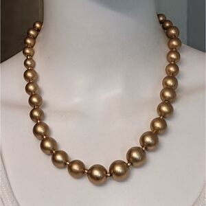 Vintage golden antique brass colored bead necklace